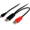 1 ft USB Y Cable for External Hard Drive - USB A to mini B